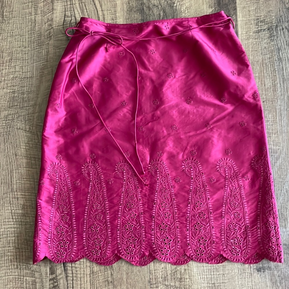 Plenty by Tracy Reese Fuchsia Embroidered Midi Skirt